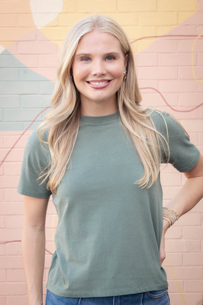  Adalynn Classic Boxy Fit Tee, Silky Pine
