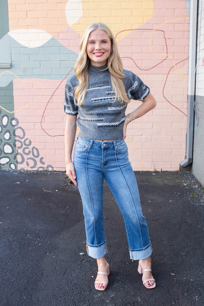  Ketra Stripe Detailed Sweater, Black Multi | Steve Madden