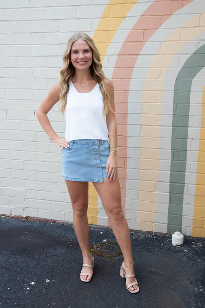  Alexa Floral Knit Sleeveless Top, White