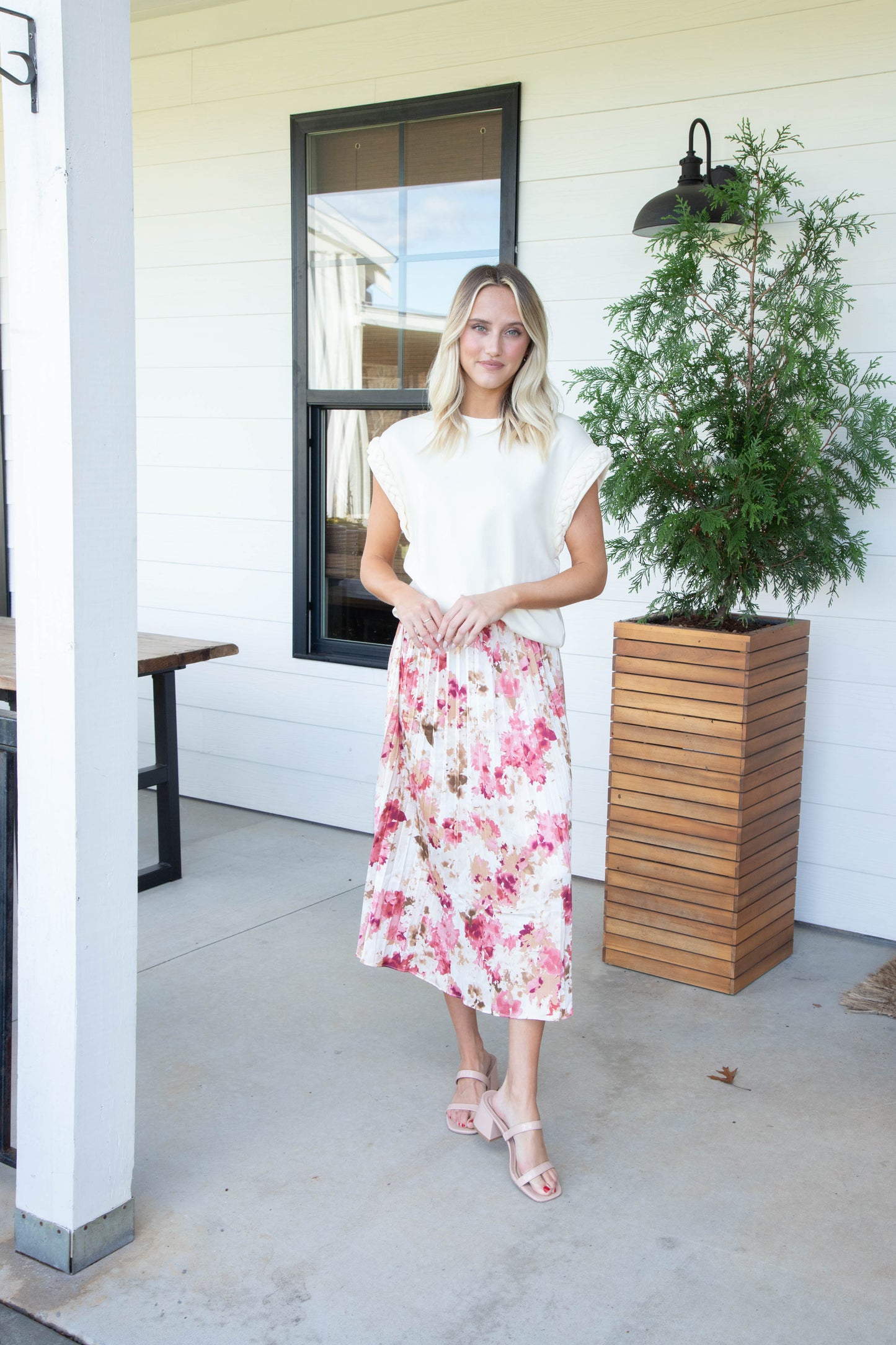  Girls Dinner Pleated Skirt, Pink Multi | Sadie & Sage
