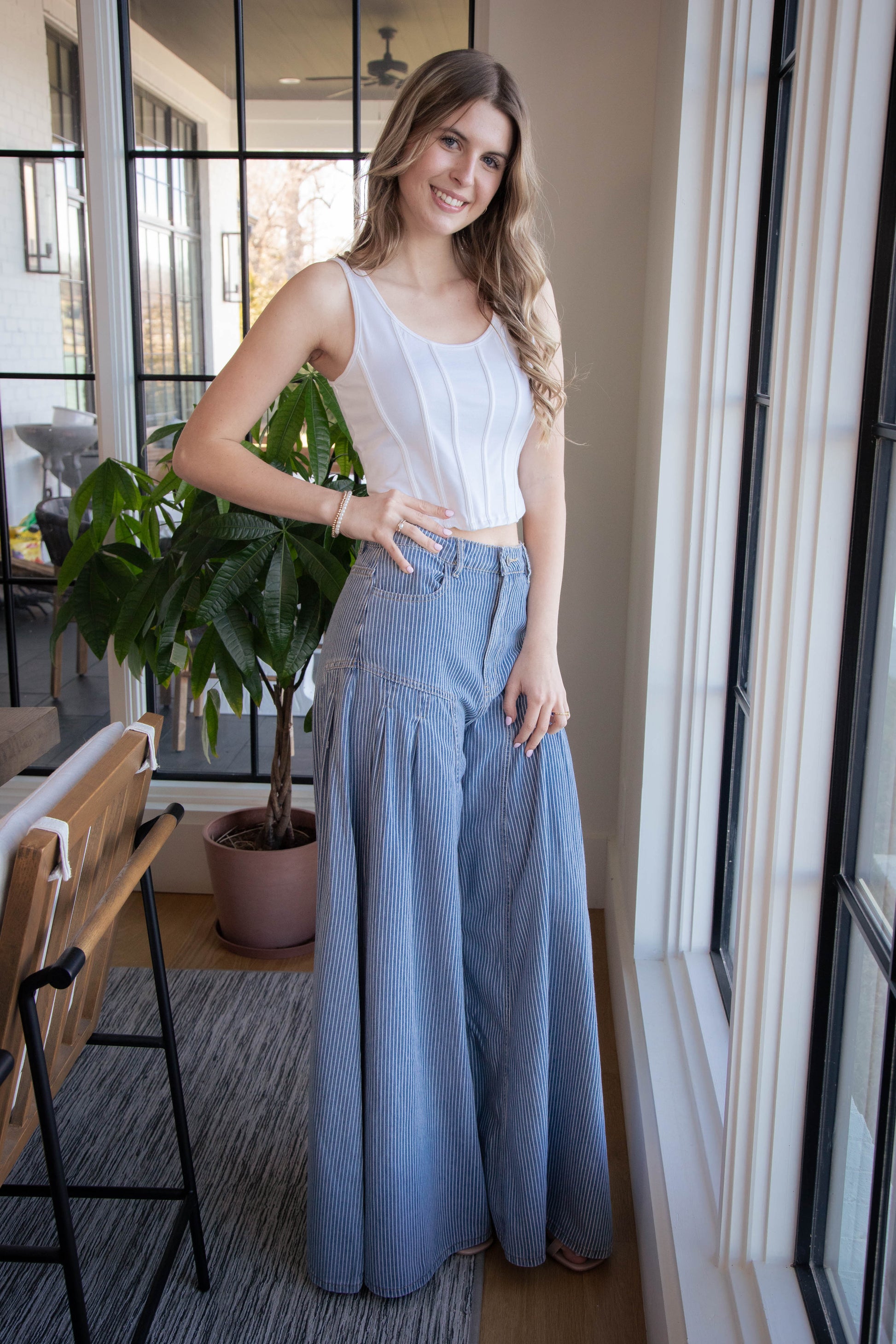  Kaila Line Detail Top, Off White