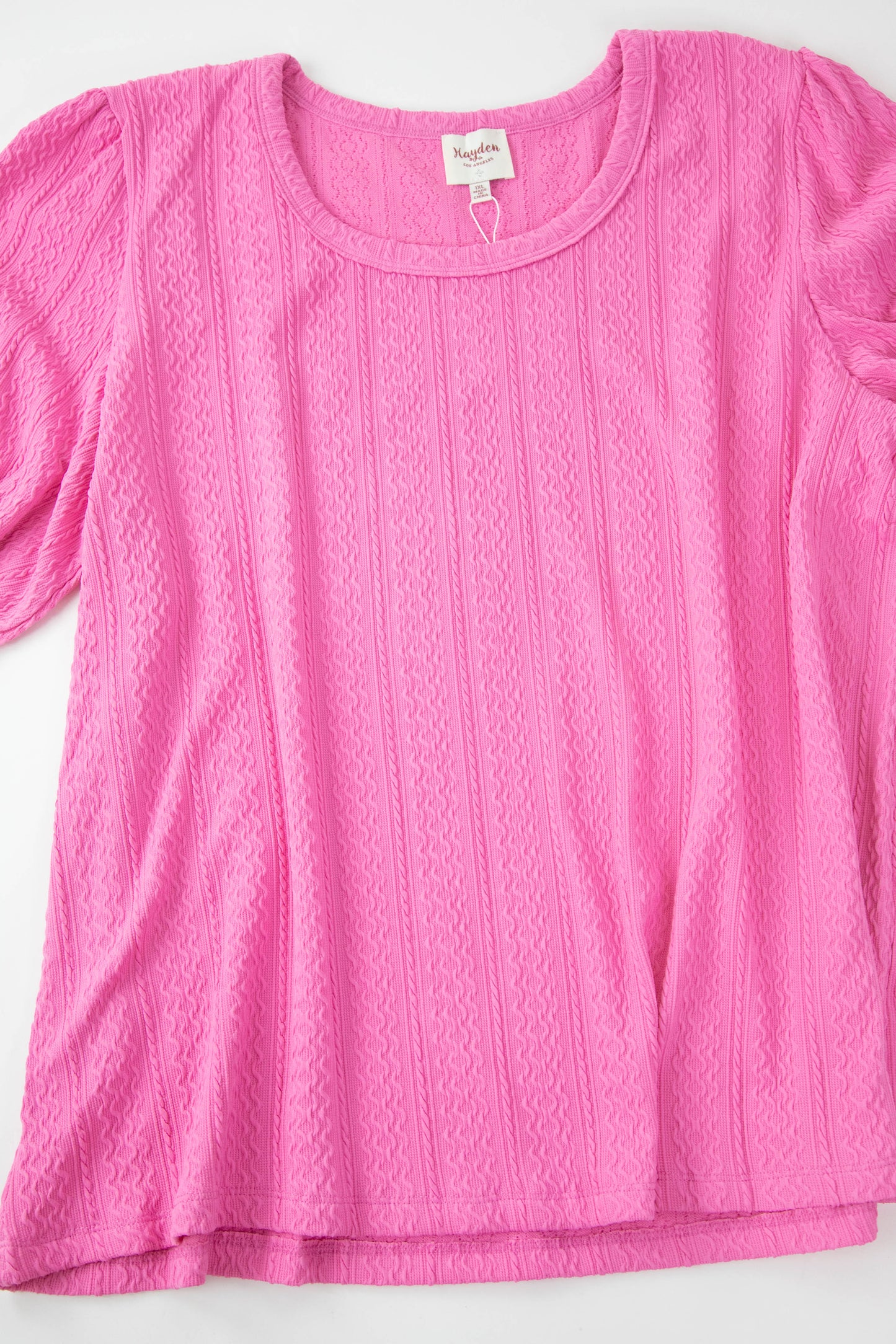  Ciara Cable Knit Top, Pink | Plus Size