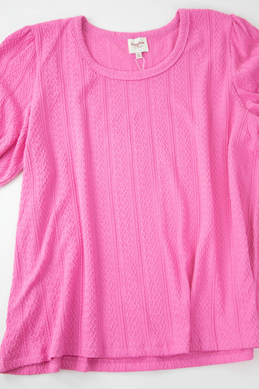  Ciara Cable Knit Top, Pink | Plus Size