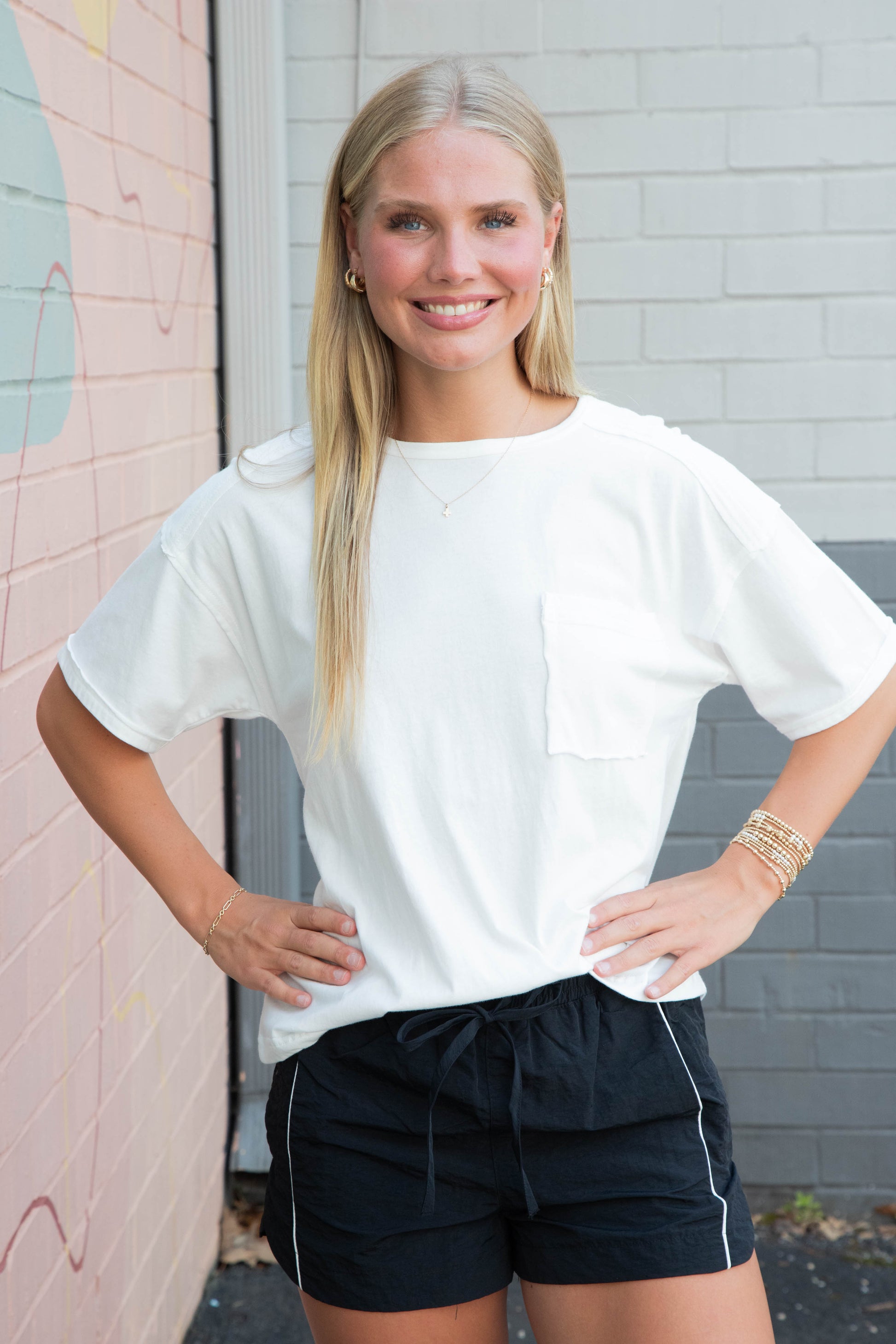  Ryleigh High Rise Windbreaker Shorts, Black