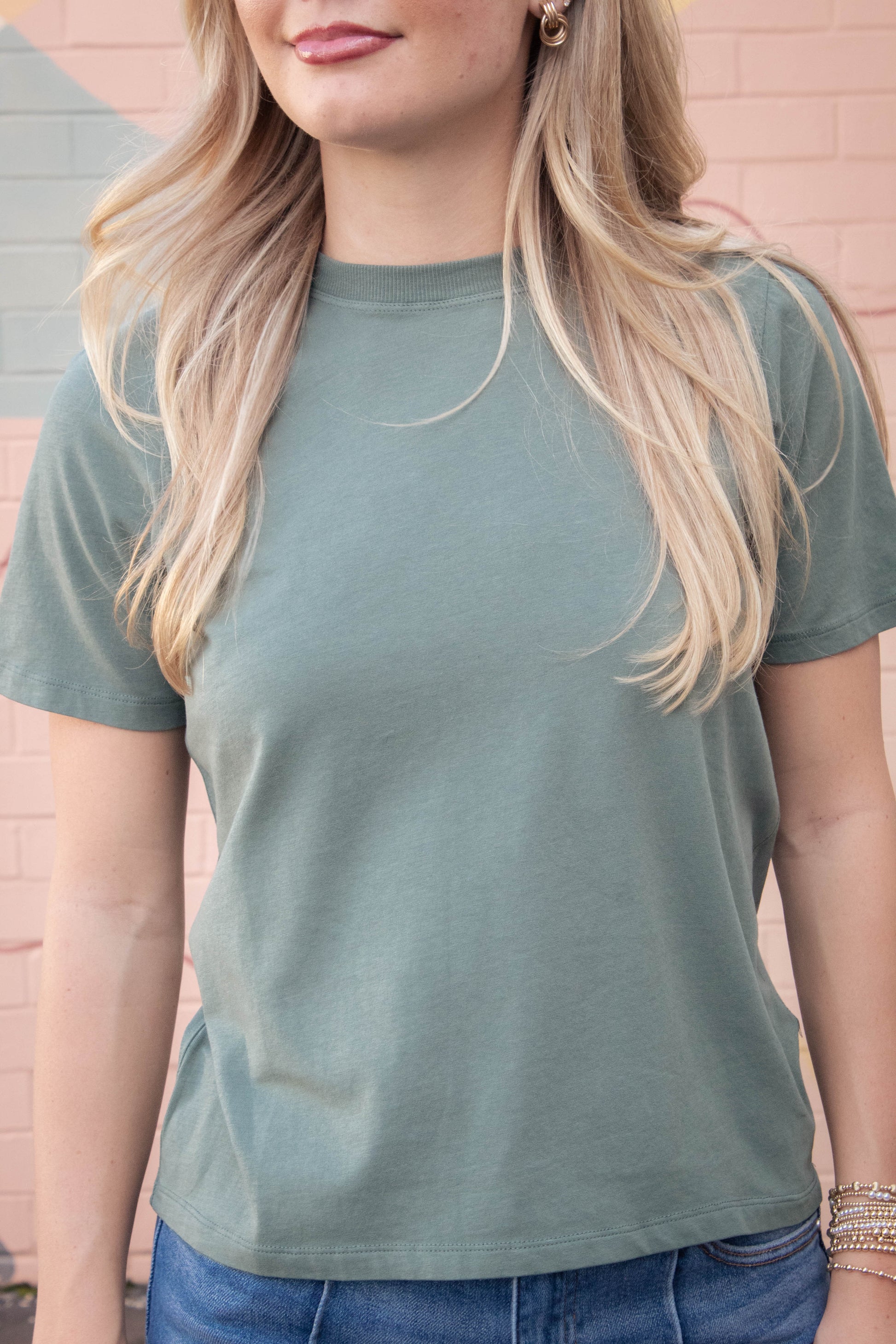  Adalynn Classic Boxy Fit Tee, Silky Pine