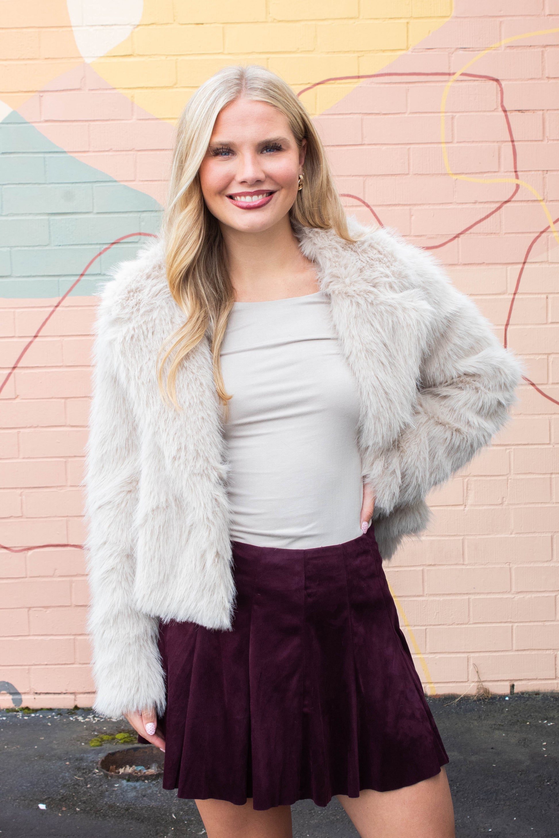  Della Layered Round Neck Top, Fog