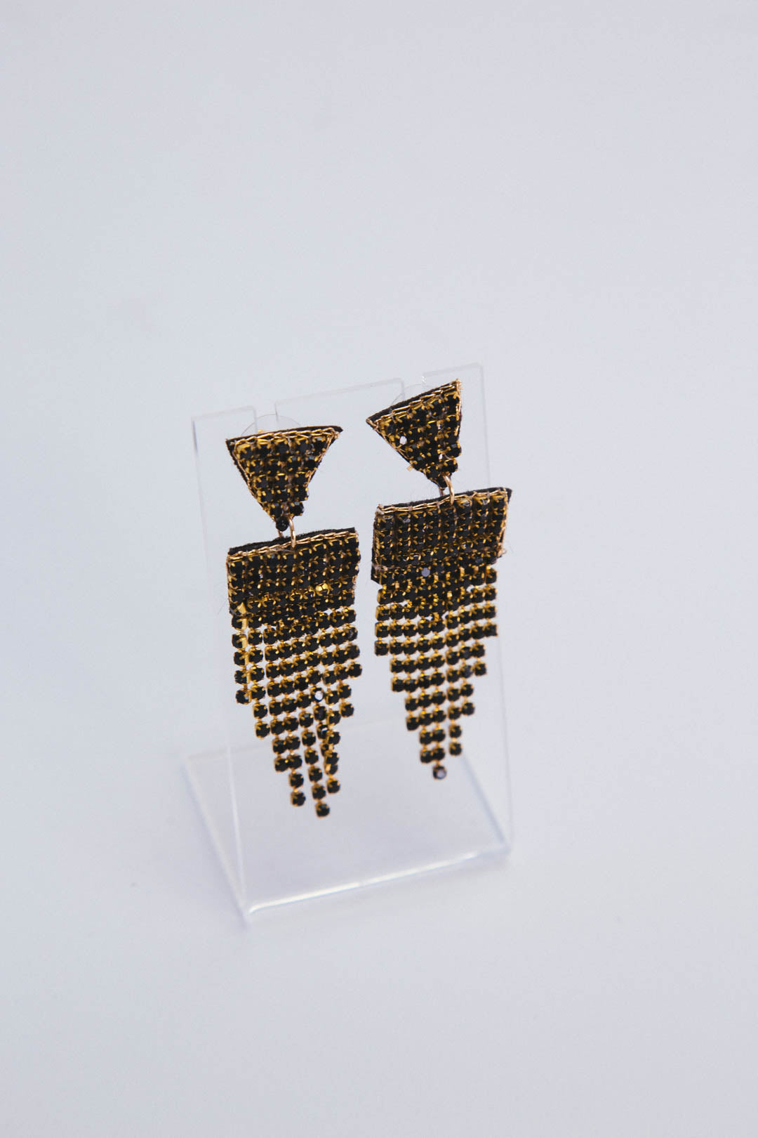  Jasper Rhinestone Earrings, Black