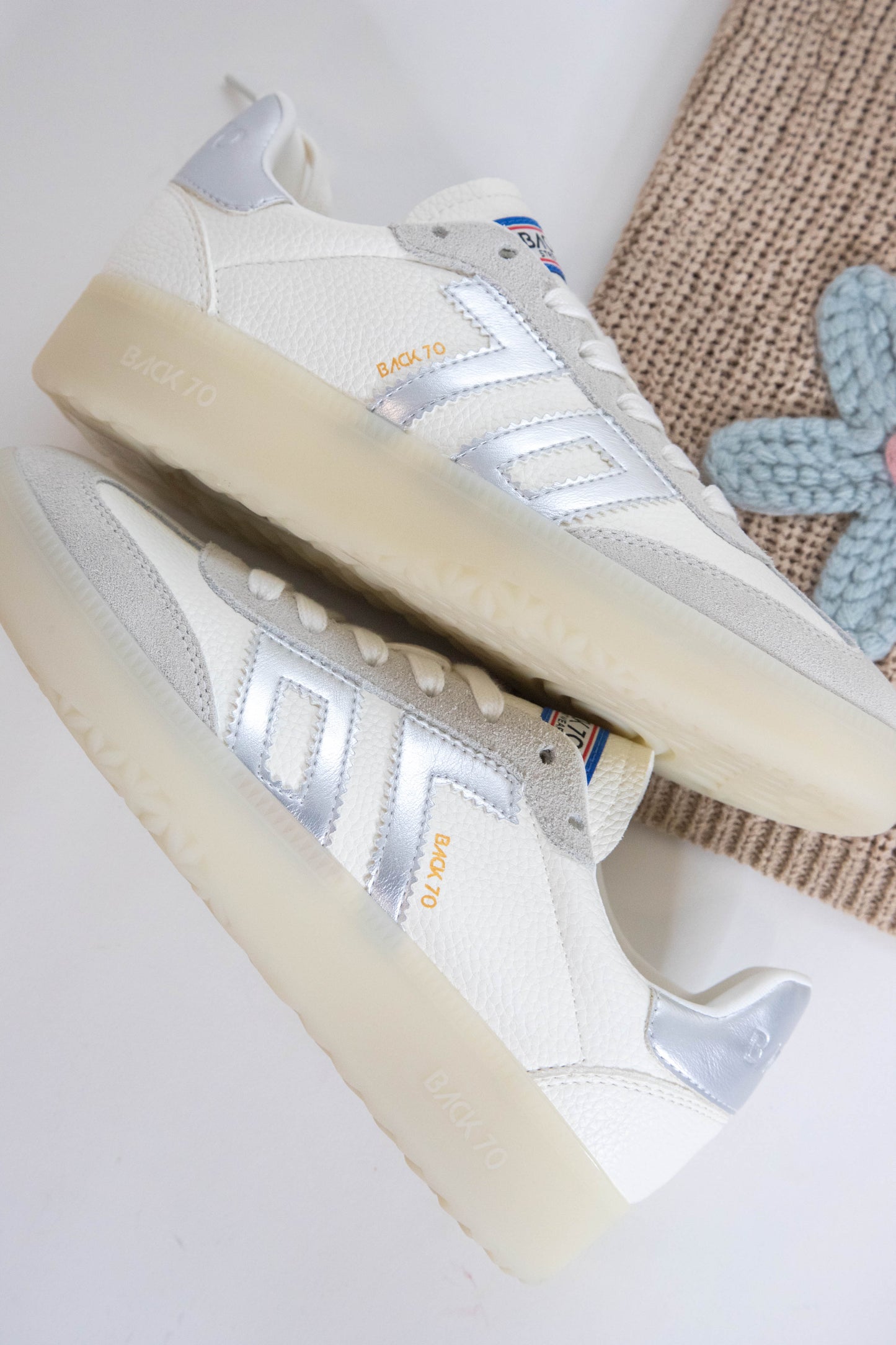  Boston Suede & Leather Sneaker, Metallic Silver | Back 70