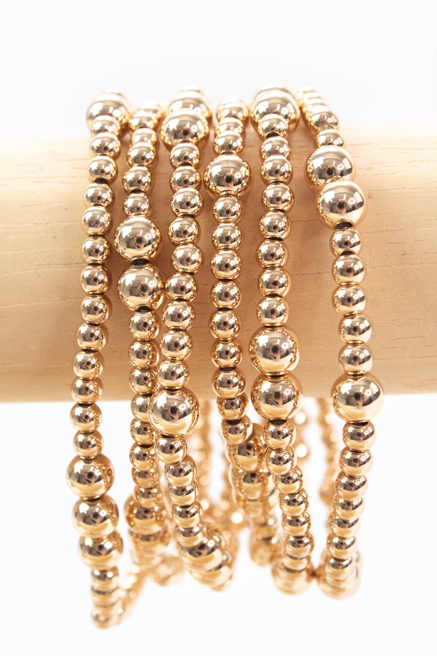  Adley Beaded Stretch Bracelets, Gold