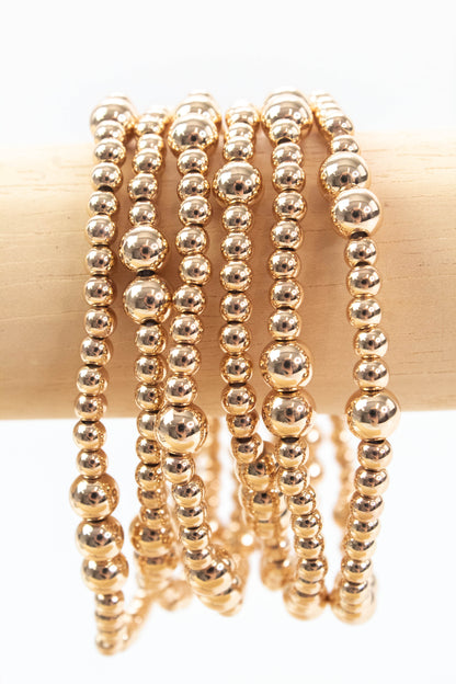  Adley Beaded Stretch Bracelets, Gold