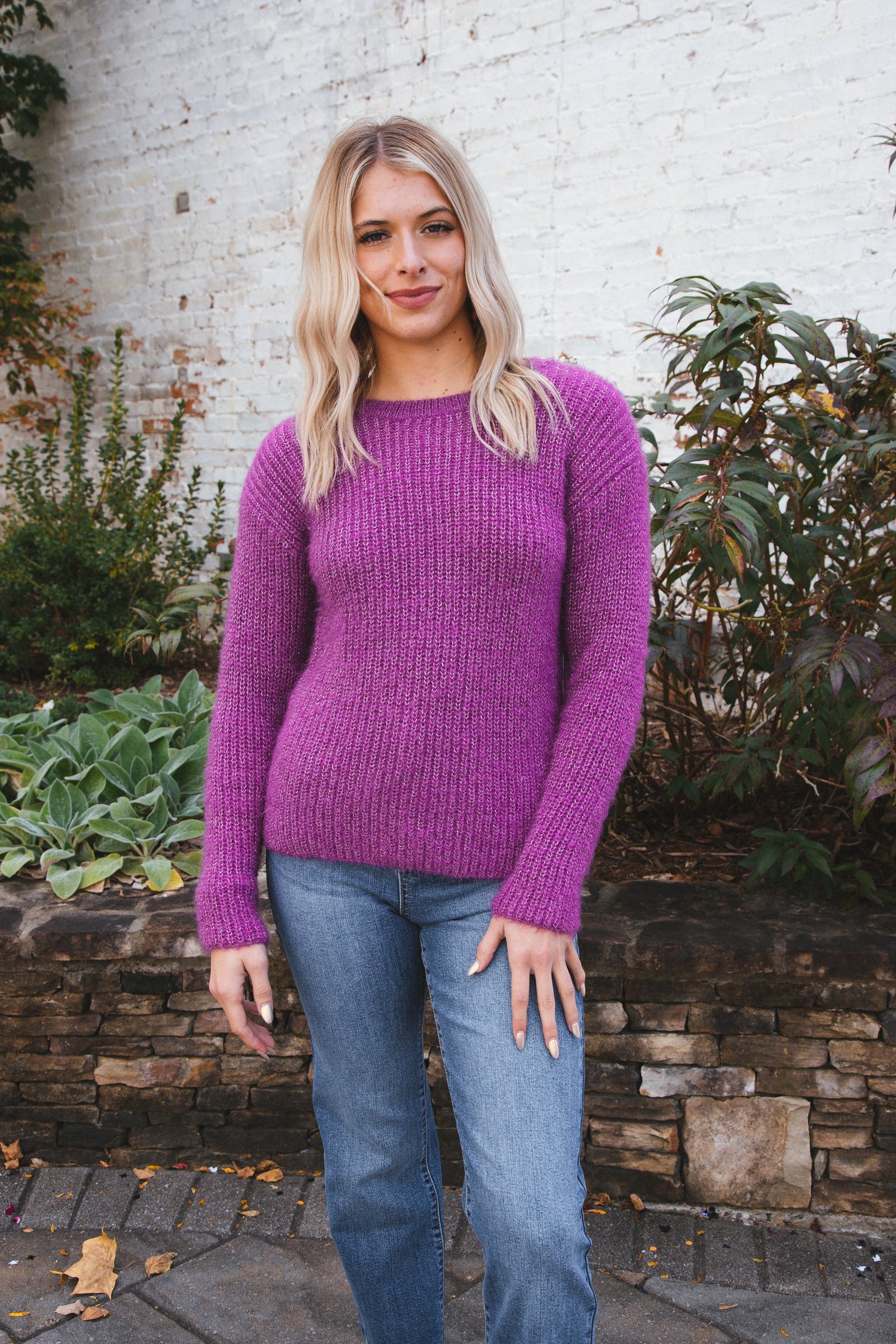  Jolene Crew Neck Sweater, Silver Violet | RD Style