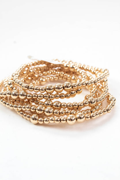  Adley Beaded Stretch Bracelets, Gold