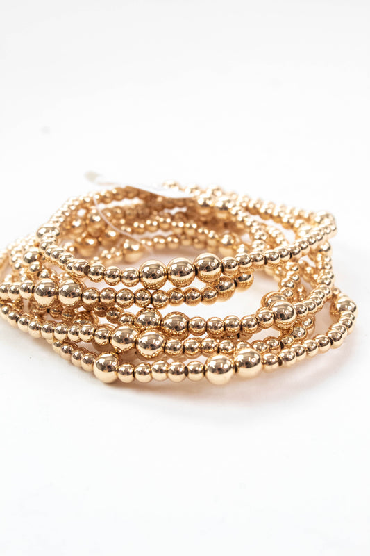  Adley Beaded Stretch Bracelets, Gold