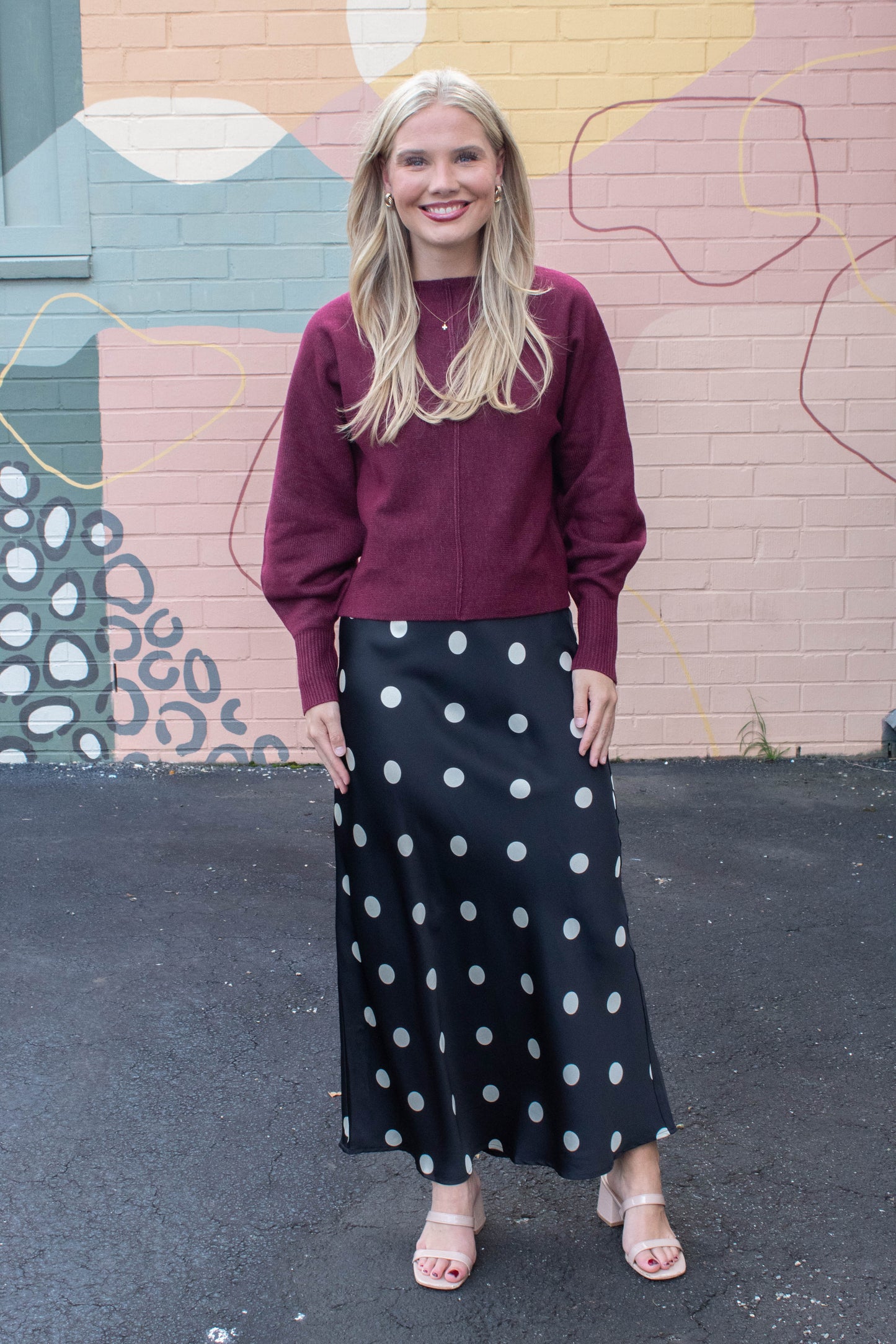  Emersyn Seam Front Sweater, Maroon