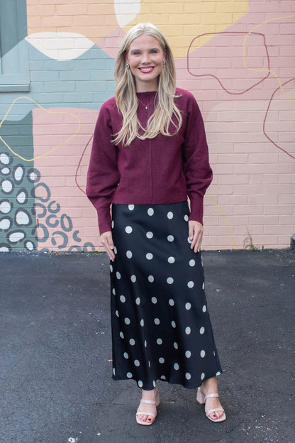  Emersyn Seam Front Sweater, Maroon