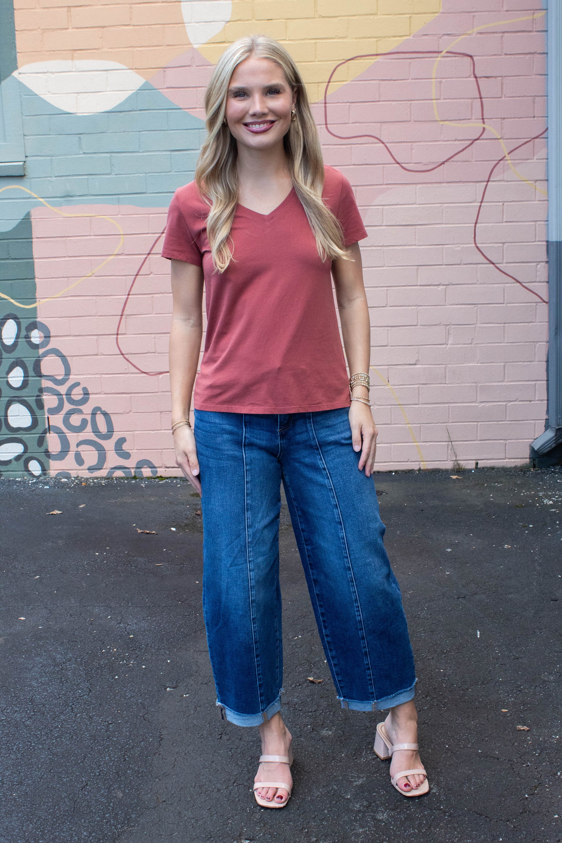  Maren High Rise Barrel Cuffed Jeans, Dark