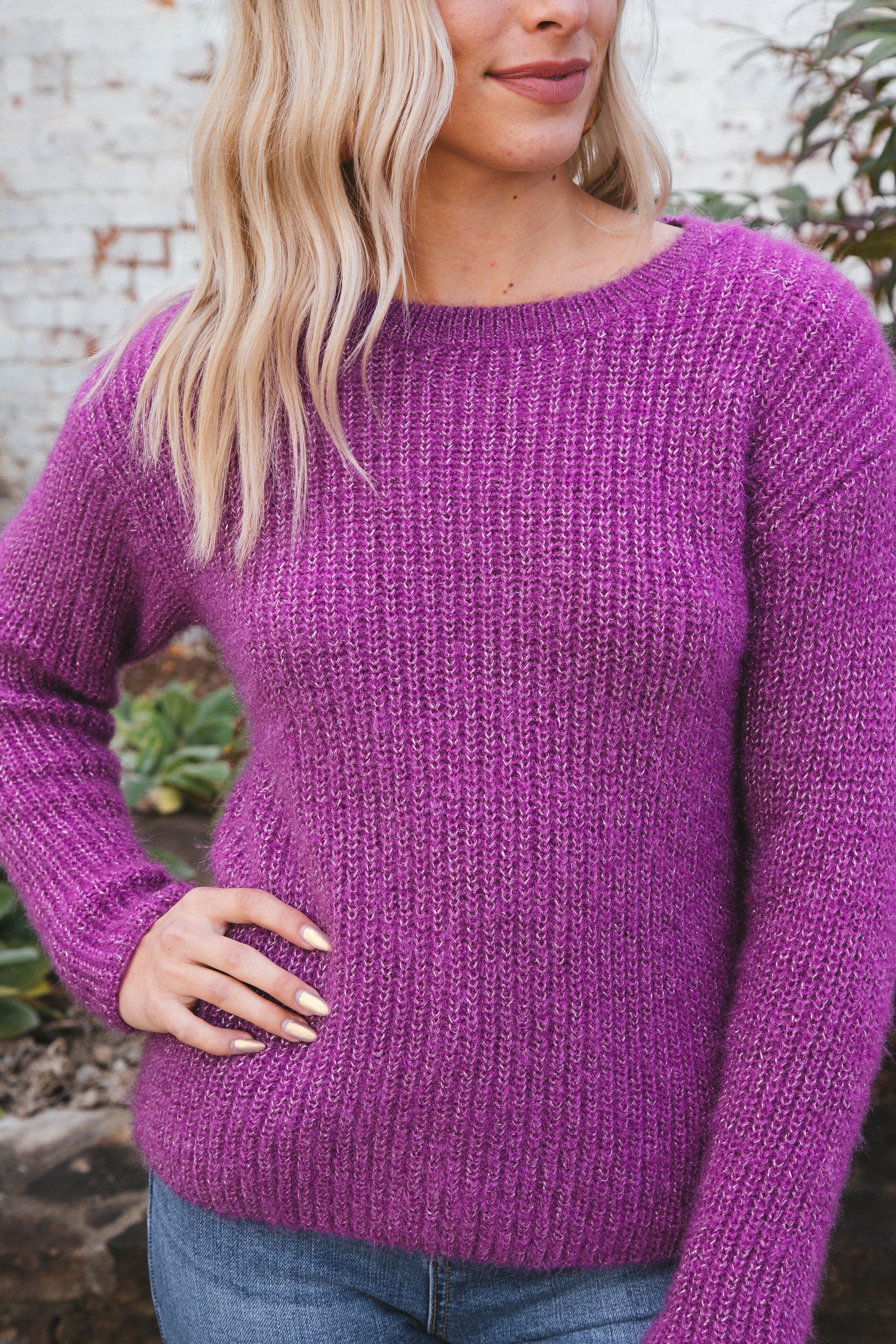  Jolene Crew Neck Sweater, Silver Violet | RD Style