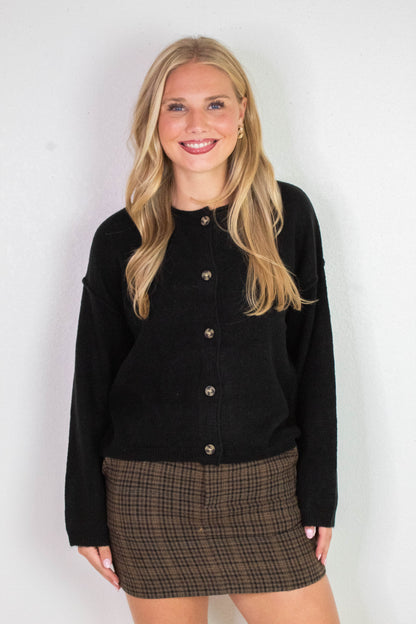  Melina Roll Neck Cardigan, Black