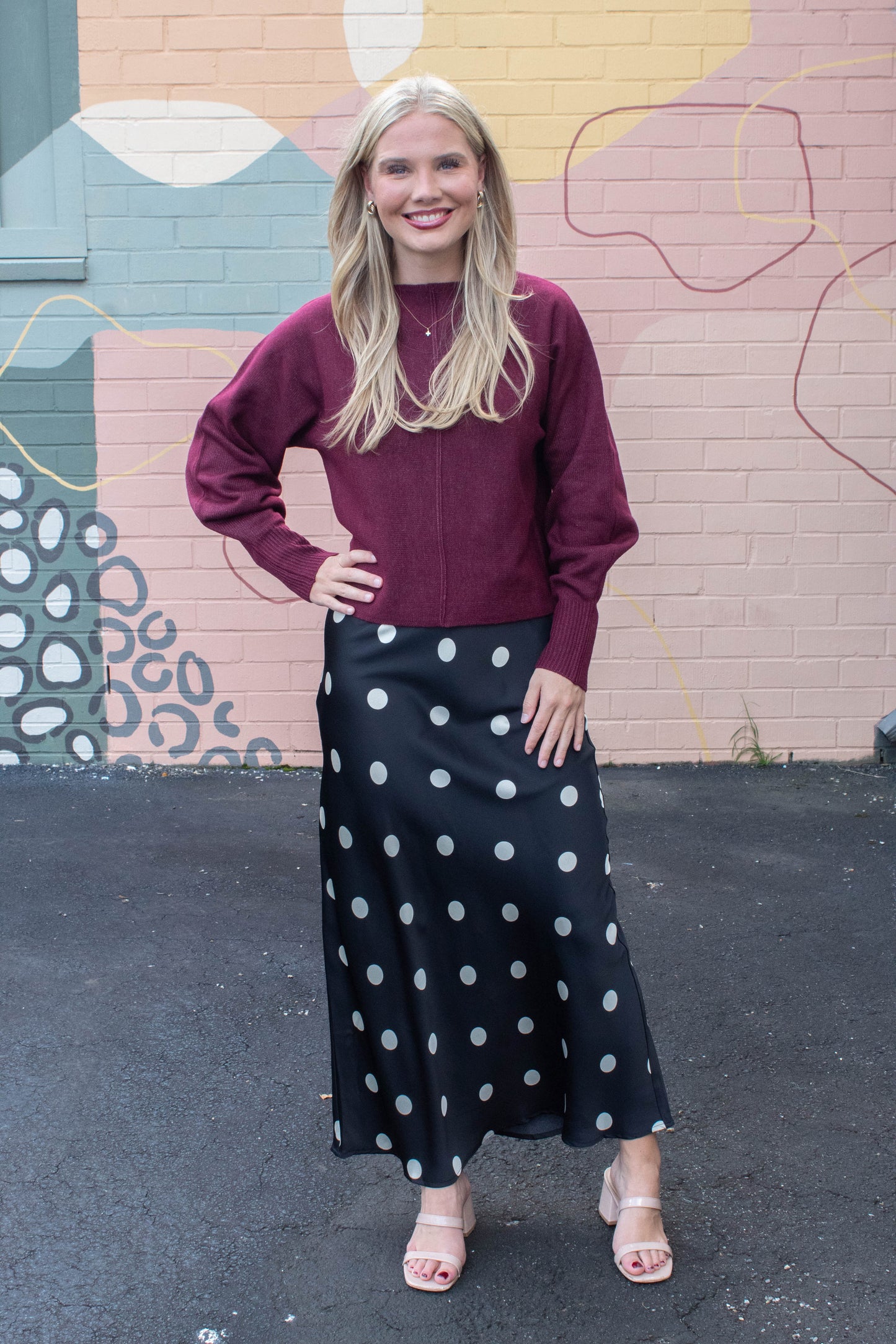  Emersyn Seam Front Sweater, Maroon