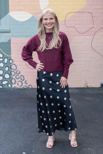  Emersyn Seam Front Sweater, Maroon