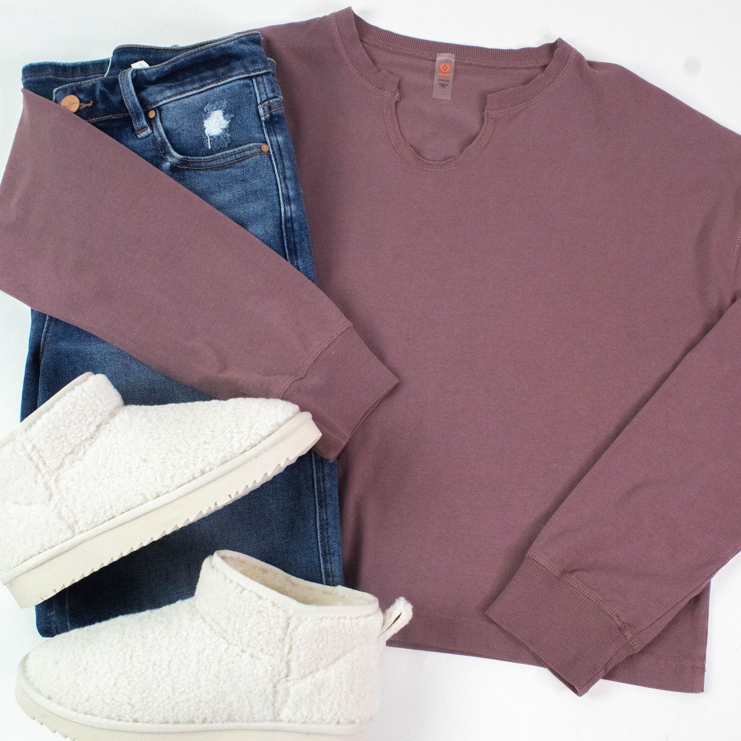  Melanie Notch Neck Top, Rose Taupe
