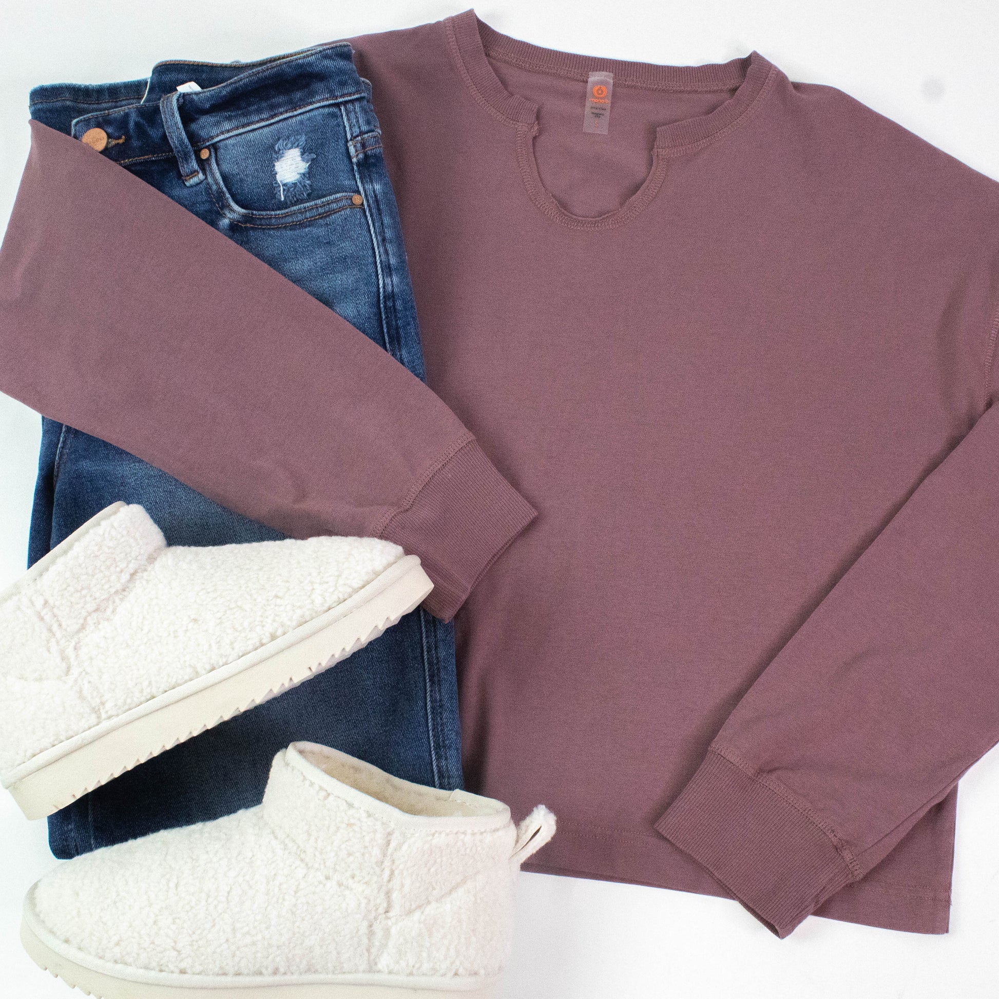  Melanie Notch Neck Top, Rose Taupe