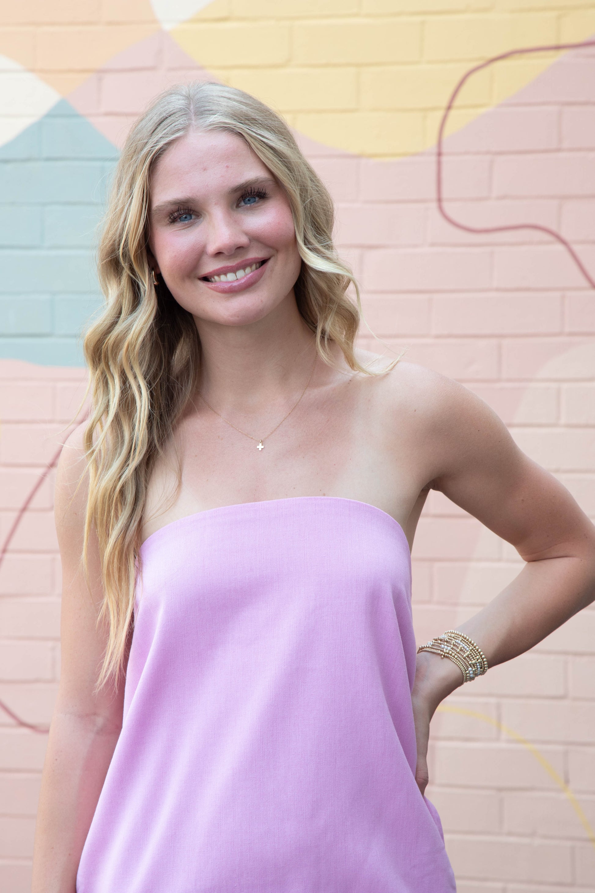  Karsyn Sand Washed Strapless Dress, Pink
