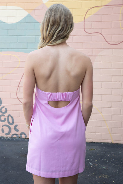  Karsyn Sand Washed Strapless Dress, Pink