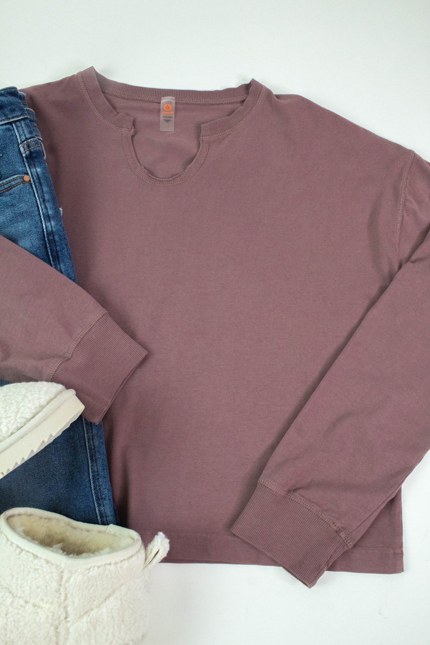  Melanie Notch Neck Top, Rose Taupe