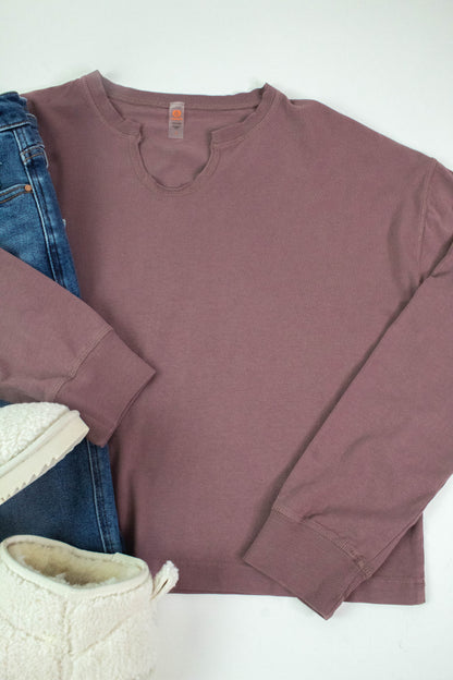  Melanie Notch Neck Top, Rose Taupe