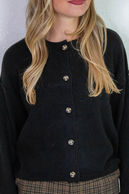  Melina Roll Neck Cardigan, Black