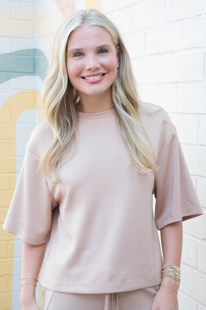  Edna Short Sleeve Tee, Dark Taupe
