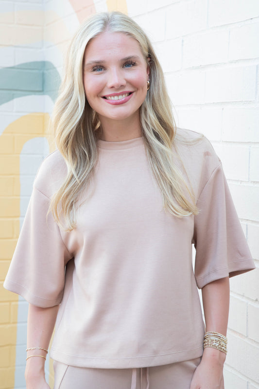  Edna Short Sleeve Tee, Dark Taupe