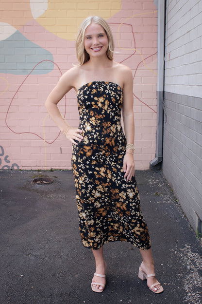  With Ease Tube Midi Dress, Black Multi | Sadie & Sage