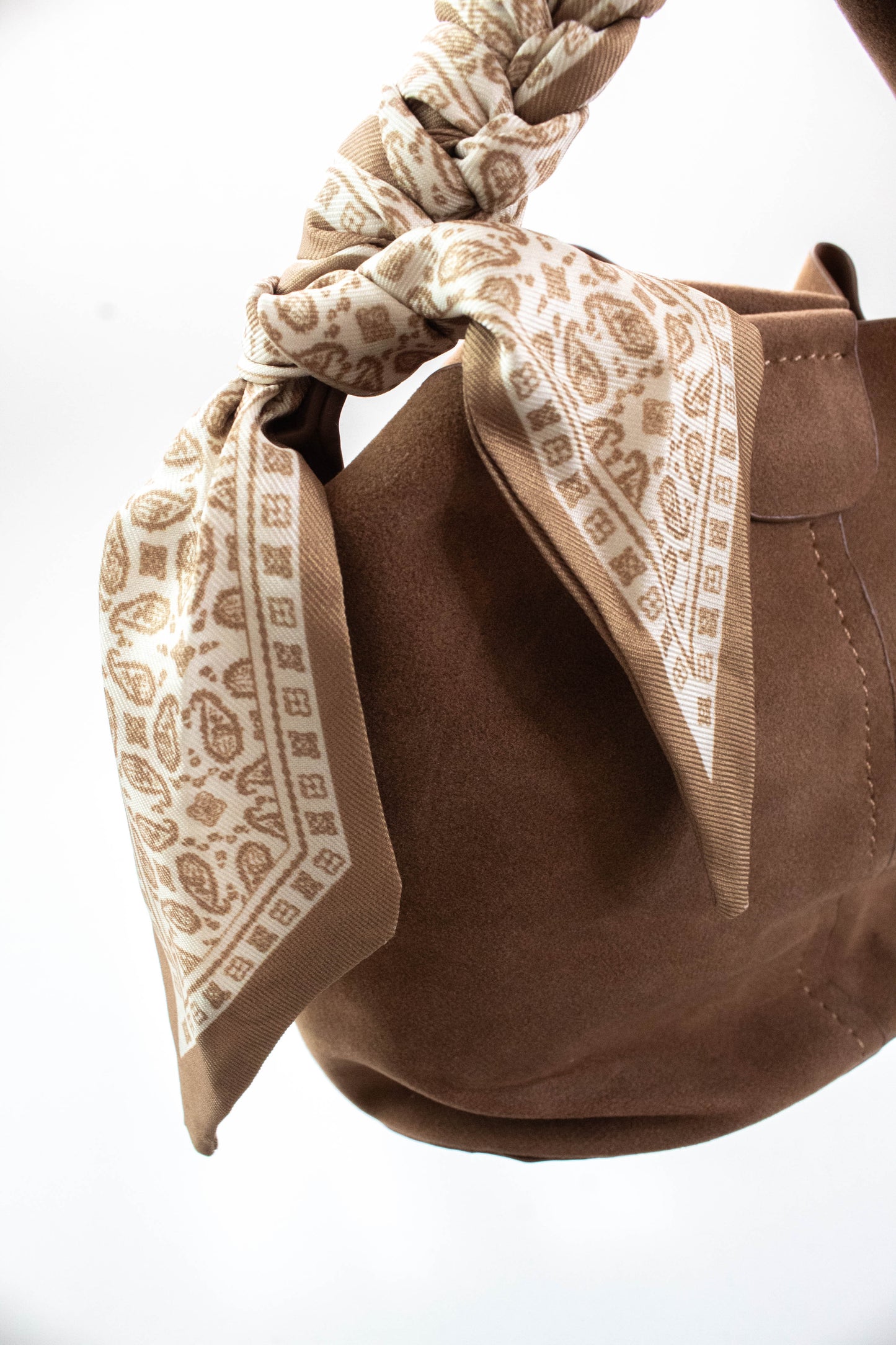  Margaret Small Suede Bucket Bag, Tan