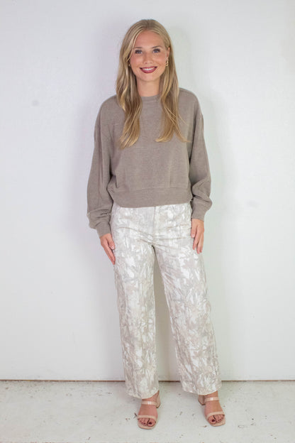  Kinsley Soft Ribbed Sweatshirt, Dusty Mocha