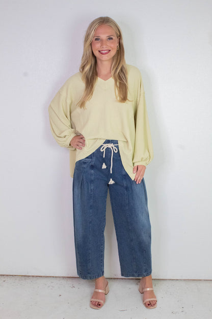  Savannah Textured Asymmetrical Hem Top, Buttermilk