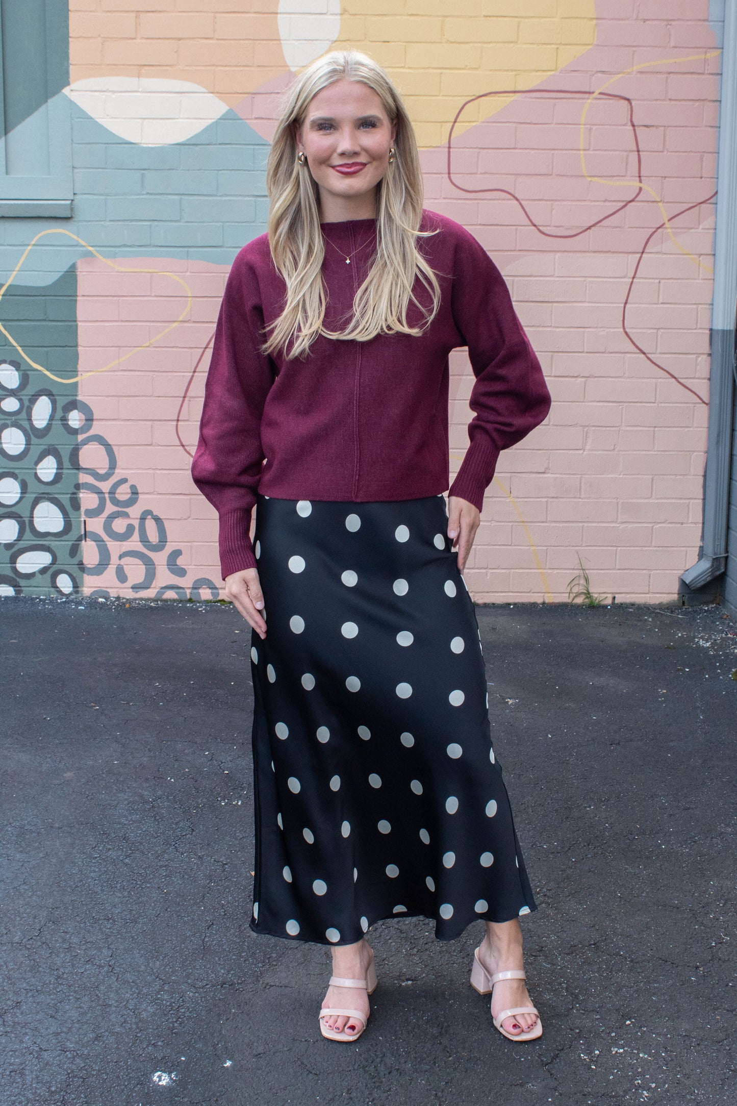 Emersyn Seam Front Sweater, Maroon
