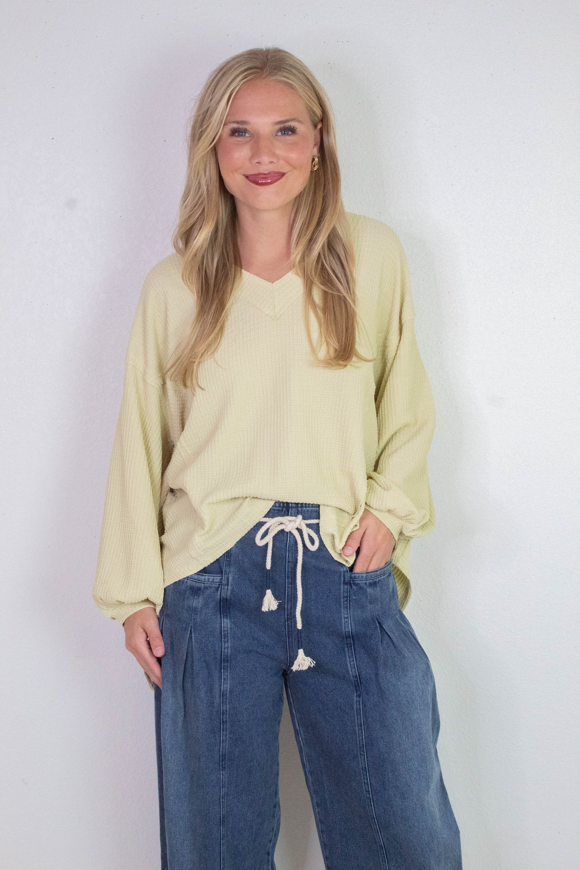  Savannah Textured Asymmetrical Hem Top, Buttermilk