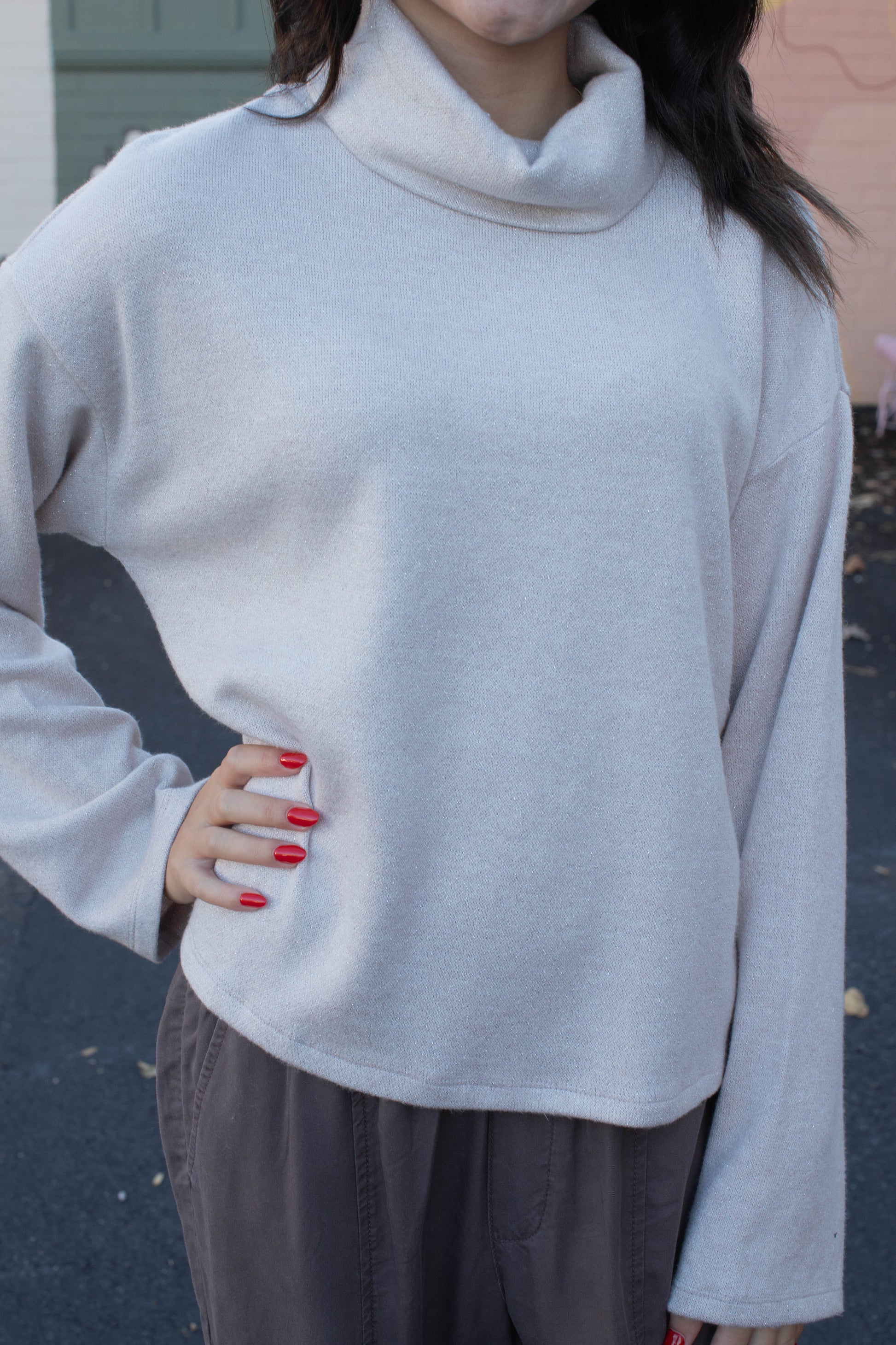  Cozy Lurex Popover, Coconut Smoke | Sanctuary
