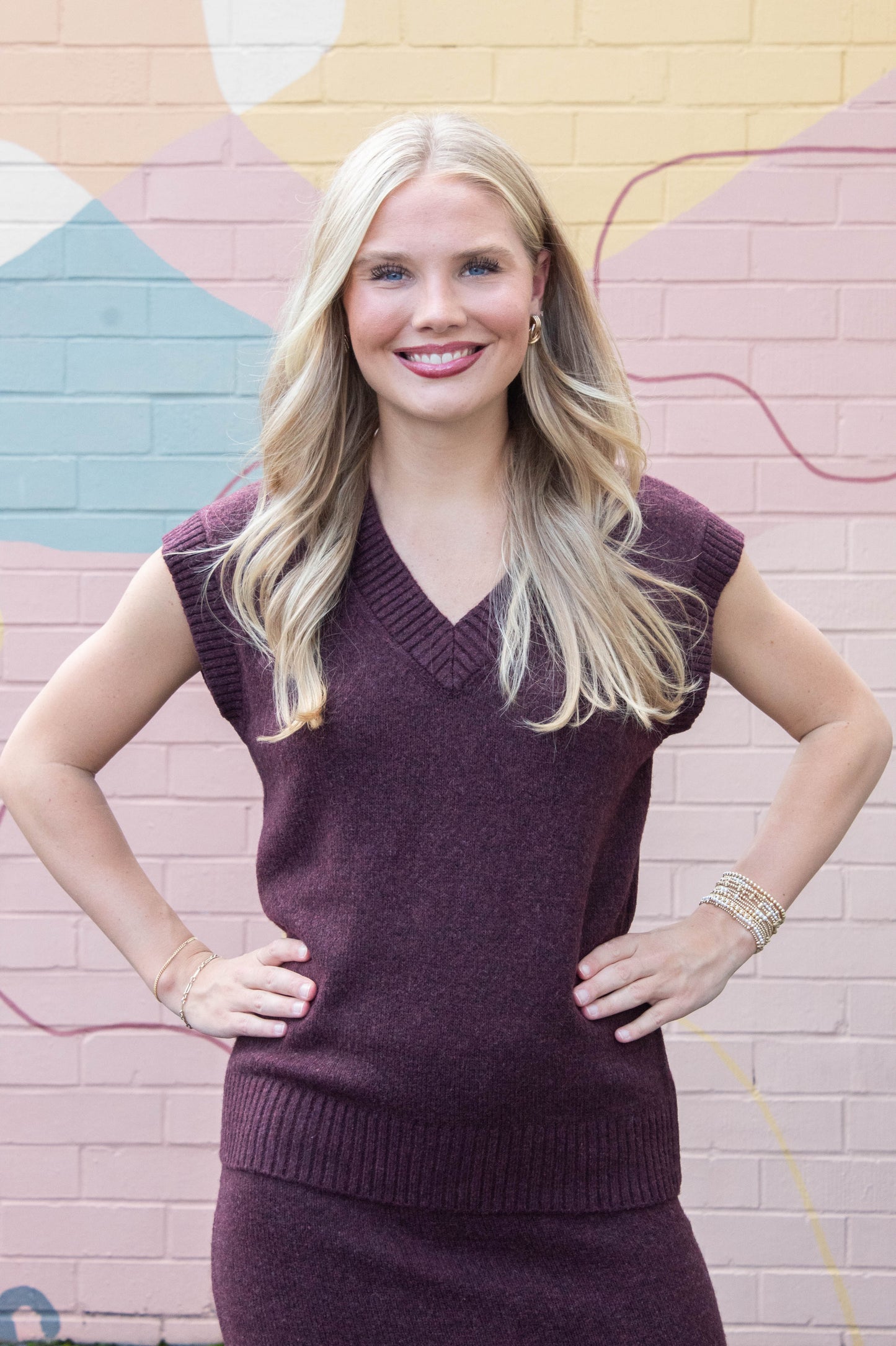  Remy Sweater Vest, Wine | Steve Madden