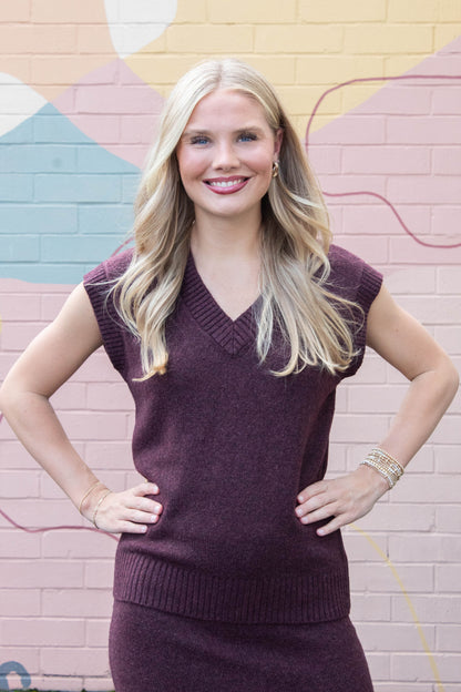  Remy Sweater Vest, Wine | Steve Madden