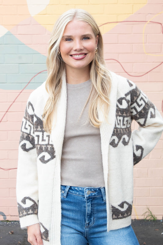  Astrid Shawl Collar Cardigan, Natural | RD Style