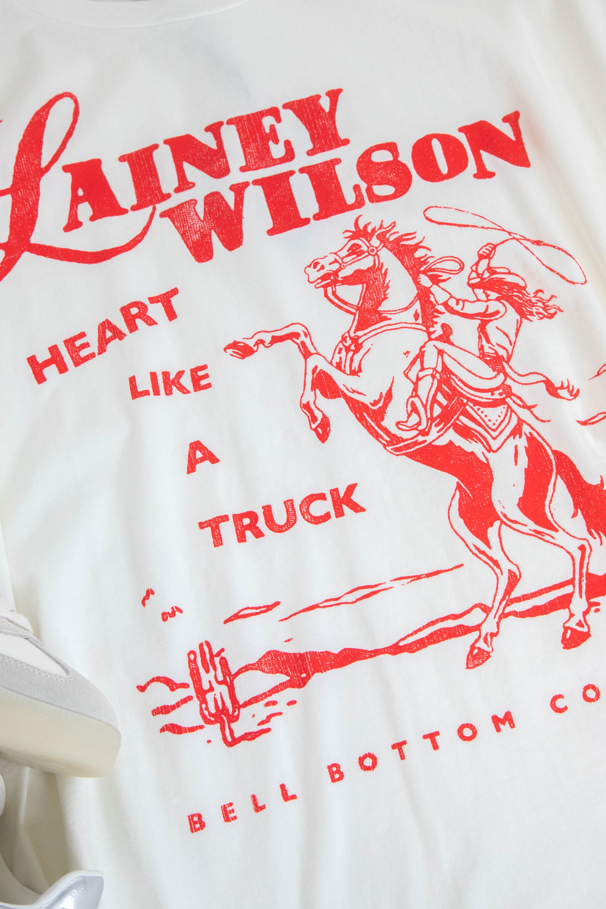  Lainey Wilson Bell Bottom Country Merch Tee, Vintage White | Daydreamer