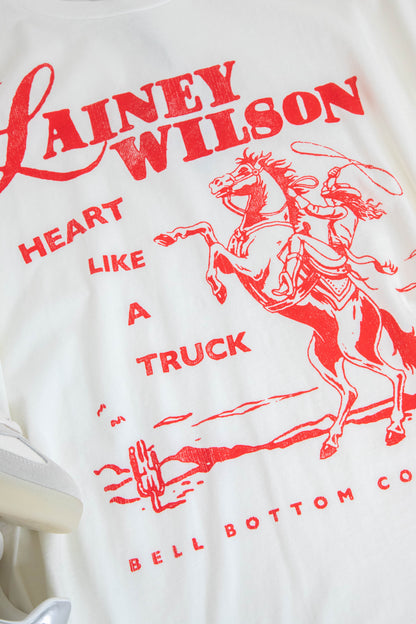  Lainey Wilson Bell Bottom Country Merch Tee, Vintage White | Daydreamer