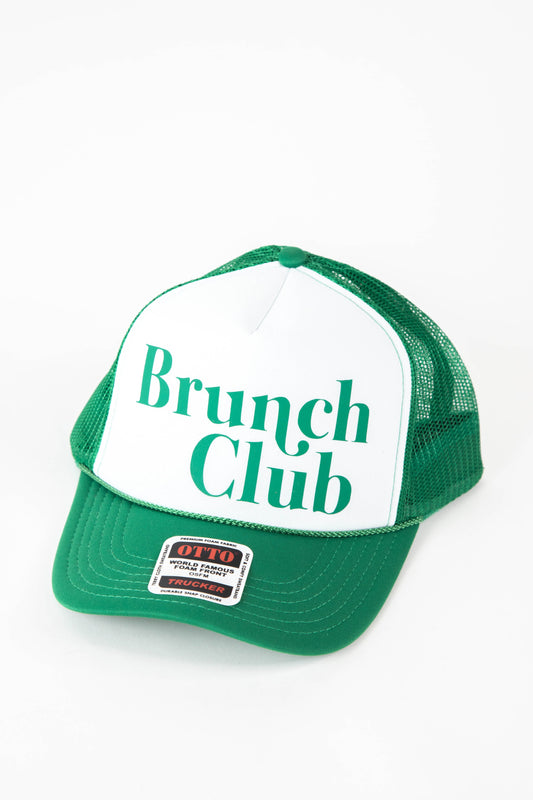  Brunch Club Foam Trucker Hat, Green/White