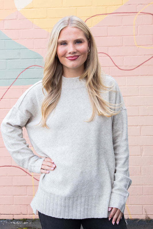  Oakleigh Relaxed Fit Sweater, Light Taupe
