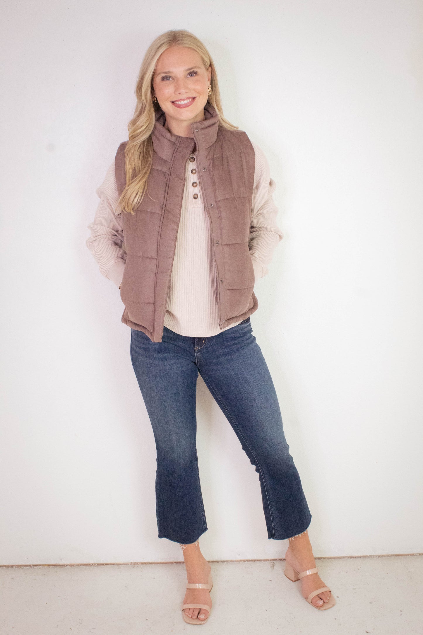  Jordan Knit Henley Top, Dark Taupe