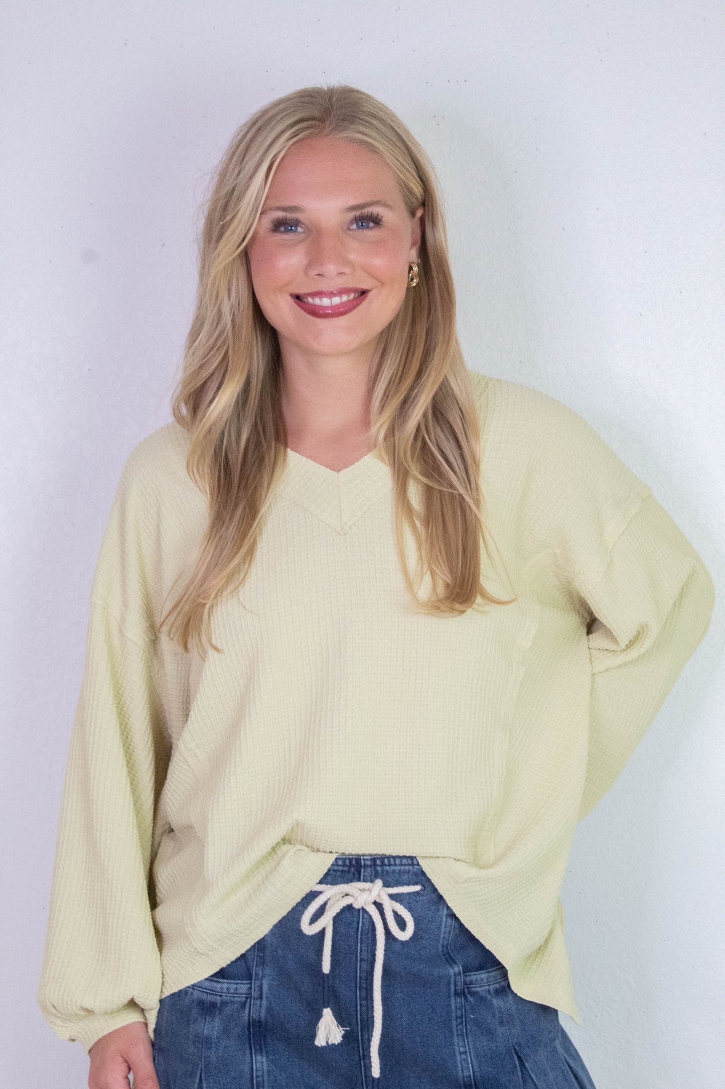  Savannah Textured Asymmetrical Hem Top, Buttermilk