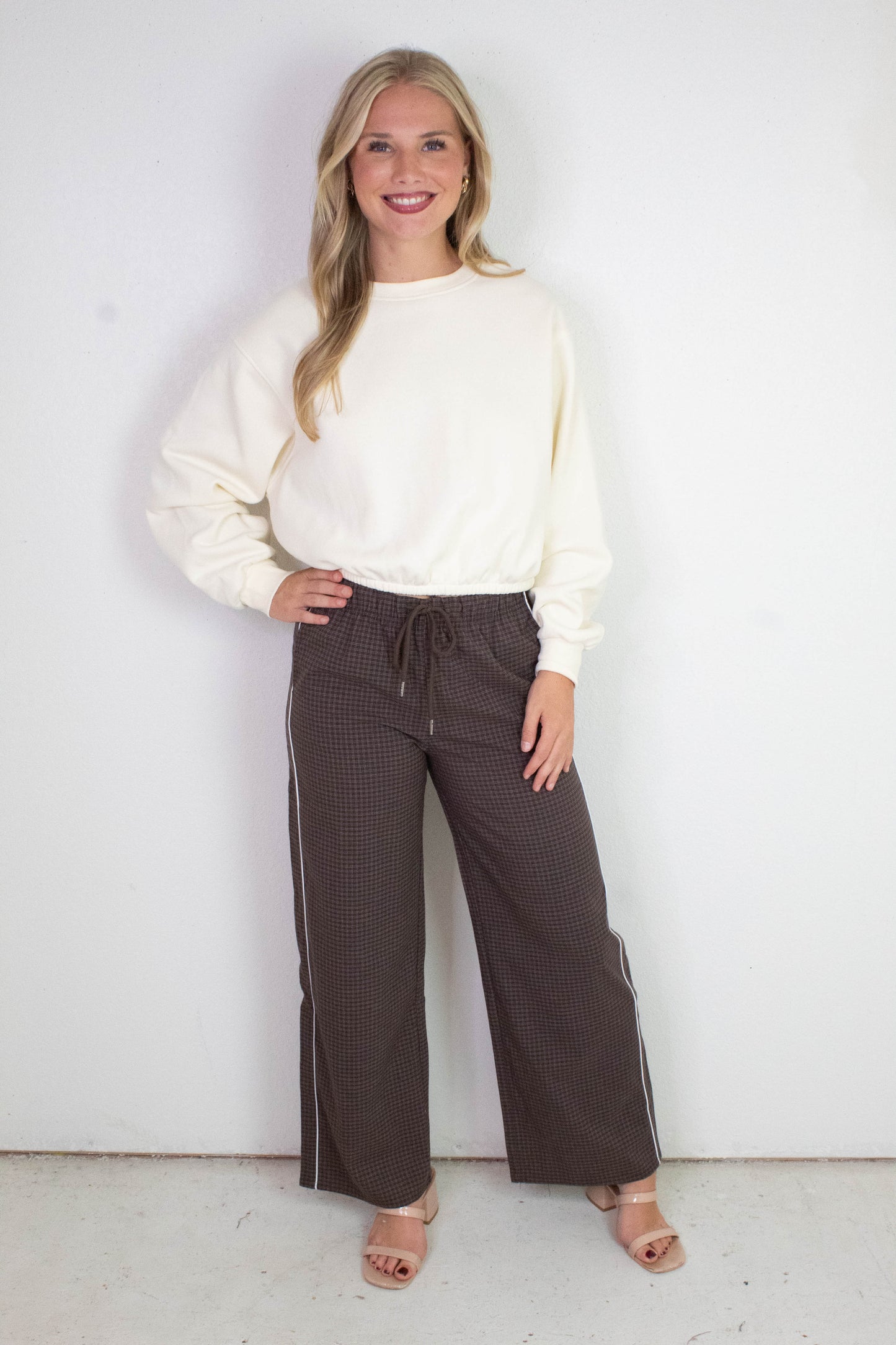  Calloway Check Woven Pants, Chocolate